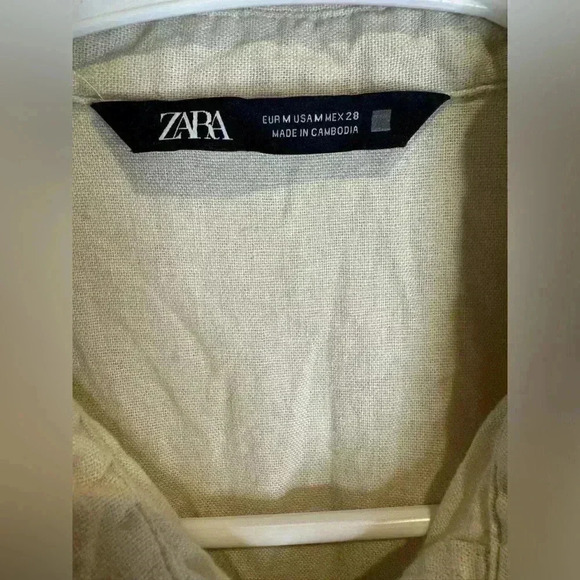 Zara Women's Linen Viscose Blend Short Sleeve Button Up Beige Romper Size M - Picture 4 of 7